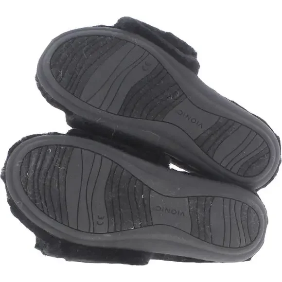 Vionic Womens Dream Black Cozy Flats Slip On Slide Slippers Shoes Used - Picture 2 of 5